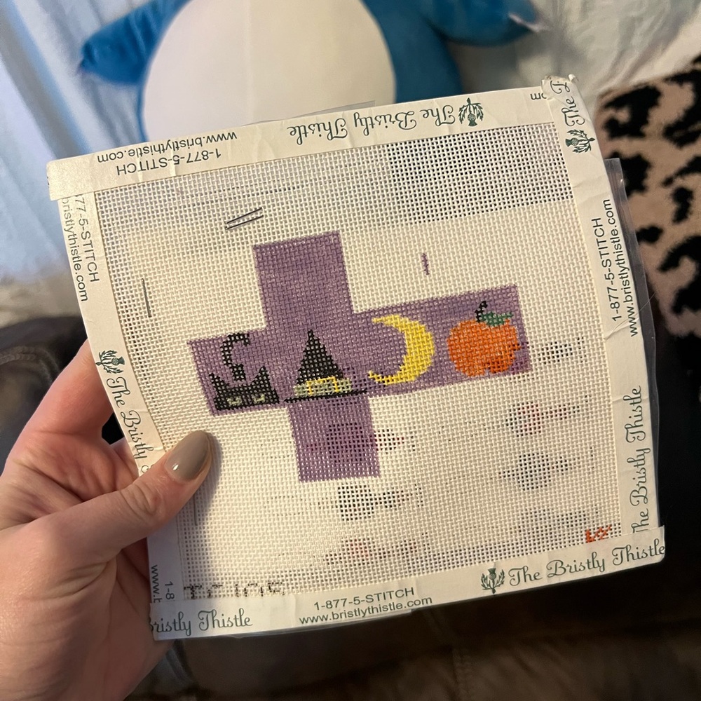 Vintage Halloween Needlepoint Cube Canvas